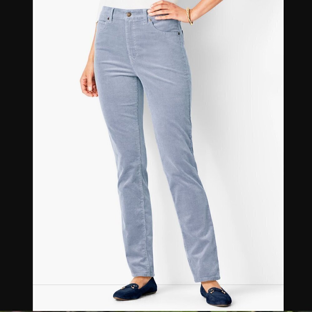 Talbots Sz. 14 high-rise Straight Leg Blue Corduroy Pant